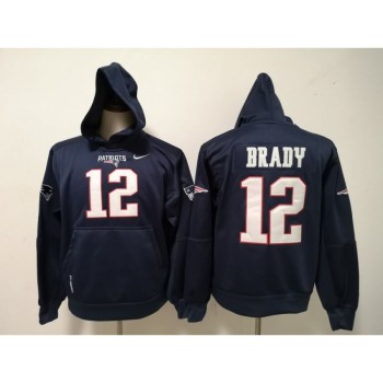 Men's New England Patriots #12 Tom Brady Navy Pullover Hoodie Men's New England Patriots #12 Tom Brady Navy Pullover Hoodie