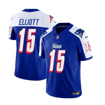 Men's New England Patriots #15 Ezekiel Elliott Blue/White 2023 F.U.S.E. Vapor Limited Stitched Football Jersey Men's New England Patriots #15 Ezekiel Elliott Blue/White 2023 F.U.S.E. Vapor Limited Stitched Football Jersey