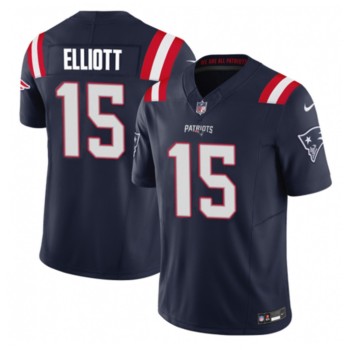 Men's New England Patriots #15 Ezekiel Elliott Navy 2023 F.U.S.E. Vapor Limited Stitched Football Jersey Men's New England Patriots #15 Ezekiel Elliott Navy 2023 F.U.S.E. Vapor Limited Stitched Football Jersey