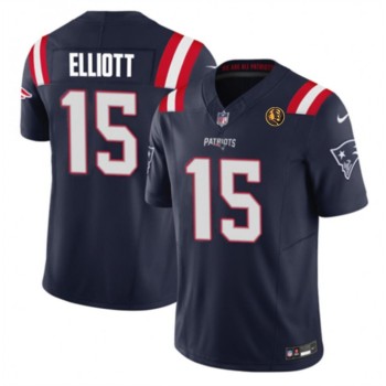 Men's New England Patriots #15 Ezekiel Elliott Navy 2023 F.U.S.E. With John Madden Patch Vapor Limited Stitched Football Jersey Men's New England Patriots #15 Ezekiel Elliott Navy 2023 F.U.S.E. With John Madden Patch Vapor Limited Stitched Football Jersey