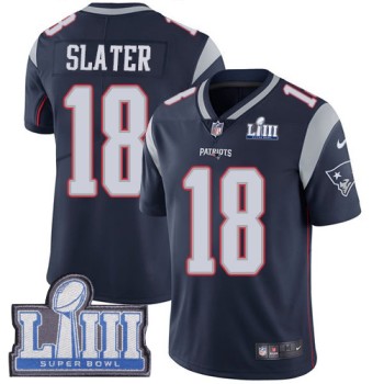 Men's New England Patriots #18 Matt Slater Navy Blue Super Bowl LIII Vapor Untouchable Limited Stitched NFL Jersey Men's New England Patriots #18 Matt Slater Navy Blue Super Bowl LIII Vapor Untouchable Limited Stitched NFL Jersey