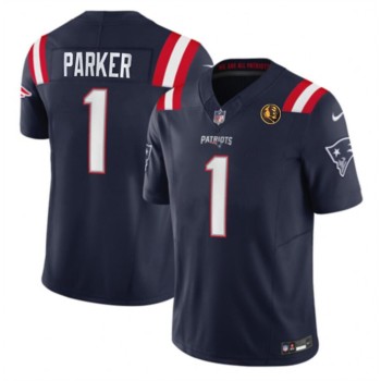 Men's New England Patriots #1 DeVante Parker Navy 2023 F.U.S.E. With John Madden Patch Vapor Limited Stitched Football Jersey Men's New England Patriots #1 DeVante Parker Navy 2023 F.U.S.E. With John Madden Patch Vapor Limited Stitched Football Jersey