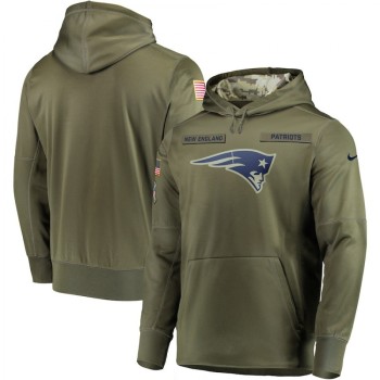 Men's New England Patriots 2018 Olive Salute to Service Sideline Therma Performance Pullover Stitched NFL Hoodie Men's New England Patriots 2018 Olive Salute to Service Sideline Therma Performance Pullover Stitched NFL Hoodie