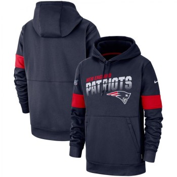 Men's New England Patriots 2019 Navy 100th Season Sideline Team Logo Performance Pullover Hoodie Men's New England Patriots 2019 Navy 100th Season Sideline Team Logo Performance Pullover Hoodie