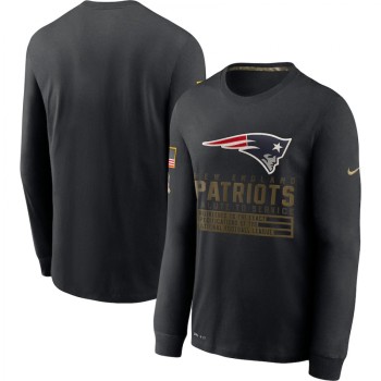 Men's New England Patriots 2020 Black Salute to Service Sideline Performance Long Sleeve T-Shirt Men's New England Patriots 2020 Black Salute to Service Sideline Performance Long Sleeve T-Shirt