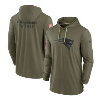 Men's New England Patriots 2022 Olive Salute to Service Tonal Pullover Hoodie Men's New England Patriots 2022 Olive Salute to Service Tonal Pullover Hoodie