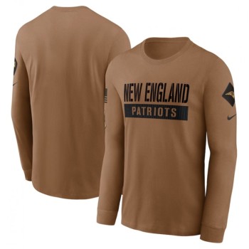 Men's New England Patriots 2023 Brown Salute To Service Long Sleeve T-Shirt Men's New England Patriots 2023 Brown Salute To Service Long Sleeve T-Shirt
