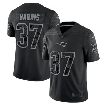 Men's New England Patriots #37 Damien Harris Black Reflective Limited Stitched Football Jersey Men's New England Patriots #37 Damien Harris Black Reflective Limited Stitched Football Jersey