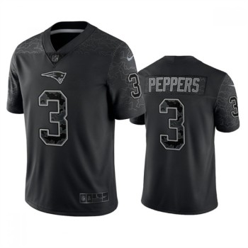 Men's New England Patriots #3 Jabrill Peppers Black Reflective Limited Stitched Football Jersey Men's New England Patriots #3 Jabrill Peppers Black Reflective Limited Stitched Football Jersey
