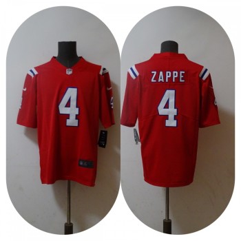Men's New England Patriots #4 Bailey Zappe Red Vapor Untouchable Limited Stitched Jersey Men's New England Patriots #4 Bailey Zappe Red Vapor Untouchable Limited Stitched Jersey