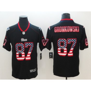 Men's New England Patriots #87 Rob Gronkowski Black 2018 USA Flag Color Rush Limited Fashion NFL Stitched Jersey Men's New England Patriots #87 Rob Gronkowski Black 2018 USA Flag Color Rush Limited Fashion NFL Stitched Jersey