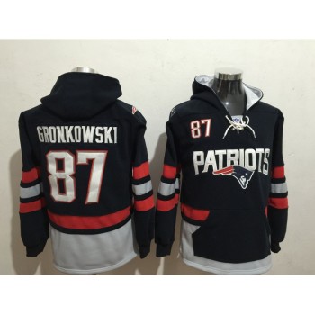 Men's New England Patriots #87 Rob Gronkowski Blue All Stitched NFL Hoodie Sweatshirt Men's New England Patriots #87 Rob Gronkowski Blue All Stitched NFL Hoodie Sweatshirt