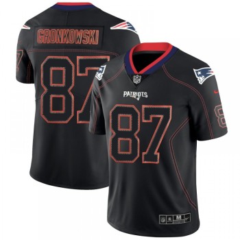 Men's New England Patriots #87 Rob Gronkowski NFL 2018 Lights Out Black Color Rush Limited Jersey Men's New England Patriots #87 Rob Gronkowski NFL 2018 Lights Out Black Color Rush Limited Jersey