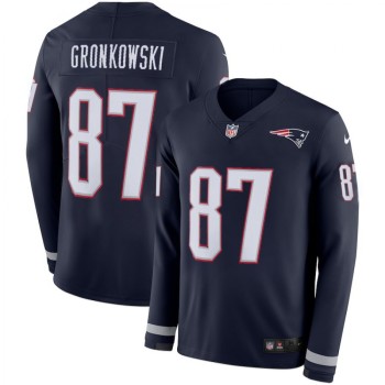 Men's New England Patriots #87 Rob Gronkowski Navy Therma Long Sleeve Stitched NFL Jersey Men's New England Patriots #87 Rob Gronkowski Navy Therma Long Sleeve Stitched NFL Jersey