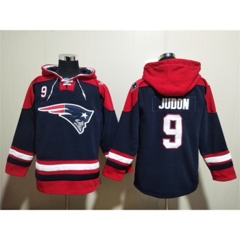 Men's New England Patriots #9 Matthew Judon Navy Ageless Must-Have Lace-Up Pullover Hoodie Men's New England Patriots #9 Matthew Judon Navy Ageless Must-Have Lace-Up Pullover Hoodie