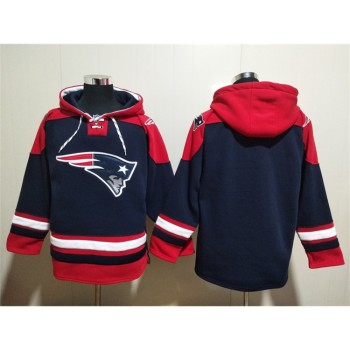 Men's New England Patriots Blank Navy Ageless Must-Have Lace-Up Pullover Hoodie Men's New England Patriots Blank Navy Ageless Must-Have Lace-Up Pullover Hoodie