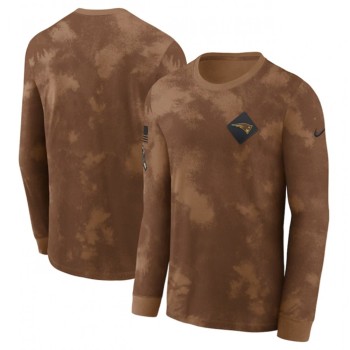 Men's New England Patriots Brown 2023 Salute To Service Long Sleeve T-Shirt Men's New England Patriots Brown 2023 Salute To Service Long Sleeve T-Shirt