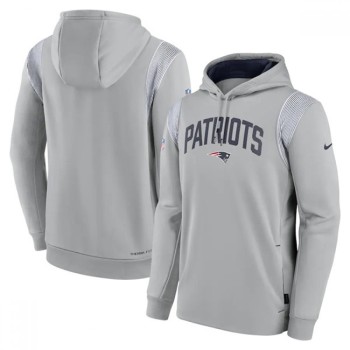 Men's New England Patriots Grey Sideline Stack Performance Pullover Hoodie 002 Men's New England Patriots Grey Sideline Stack Performance Pullover Hoodie 002