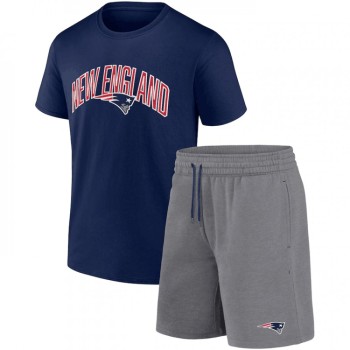 Men's New England Patriots Navy/Heather Gray Arch T-Shirt & Shorts Combo Set Men's New England Patriots Navy/Heather Gray Arch T-Shirt & Shorts Combo Set