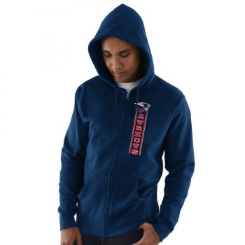 Men's New England Patriots Navy Hook and Ladder Full-Zip NFL Hoodie Men's New England Patriots Navy Hook and Ladder Full-Zip NFL Hoodie