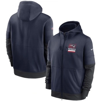 Men's New England Patriots Navy Sideline Impact Lockup Performance Full-Zip Hoodie Men's New England Patriots Navy Sideline Impact Lockup Performance Full-Zip Hoodie