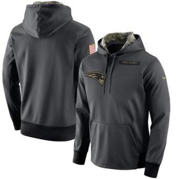 Men's New England Patriots Anthracite Salute to Service Player Performance Hoodie