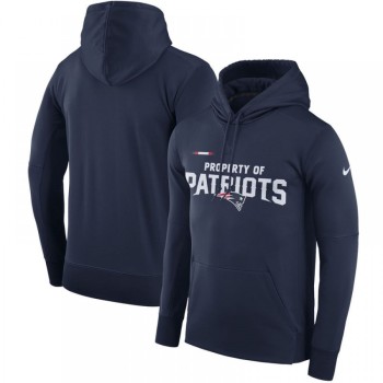 Men's New England Patriots Navy Sideline Property Of Performance Pullover Hoodie