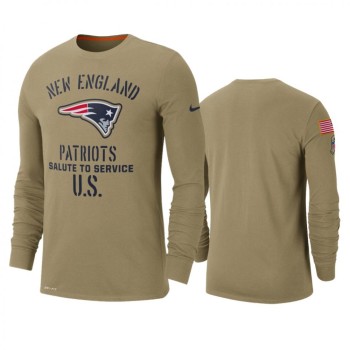 Men's New England Patriots Tan 2019 Salute to Service Sideline Performance Long Sleeve Shirt Men's New England Patriots Tan 2019 Salute to Service Sideline Performance Long Sleeve Shirt