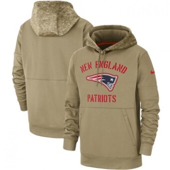 Men's New England Patriots Tan 2019 Salute to Service Sideline Therma Pullover Hoodie Men's New England Patriots Tan 2019 Salute to Service Sideline Therma Pullover Hoodie