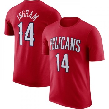Men's New Orleans Pelicans #14 Brandon Ingram Red 2022/23 Statement Edition Name & Number T-Shirt Men's New Orleans Pelicans #14 Brandon Ingram Red 2022/23 Statement Edition Name & Number T-Shirt