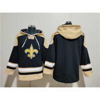 Men's New Orleans Saints Blank Black Ageless Must-Have Lace-Up Pullover Hoodie