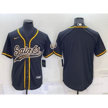 Men's New Orleans Saints Blank Black Cool Base Stitched Baseball Jersey