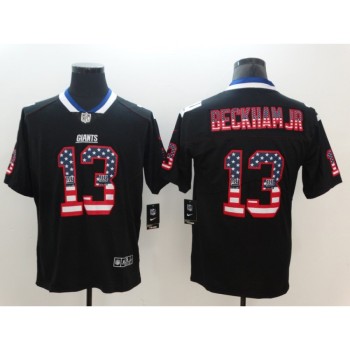 Men's New York Giants #13 Odell Beckham Jr. Black 2018 USA Flag Color Rush Limited Fashion NFL Stitched Jersey