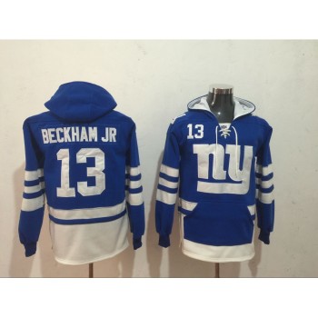 Men's New York Giants #13 Odell Beckham Jr. Royal Blue All Stitched NFL Hoodie Sweatshirt Men's New York Giants #13 Odell Beckham Jr. Royal Blue All Stitched NFL Hoodie Sweatshirt