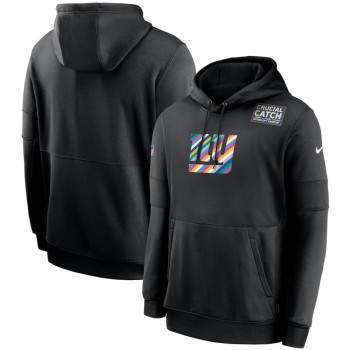 Men's New York Giants 2020 Black Crucial Catch Sideline Performance Pullover Hoodie Men's New York Giants 2020 Black Crucial Catch Sideline Performance Pullover Hoodie
