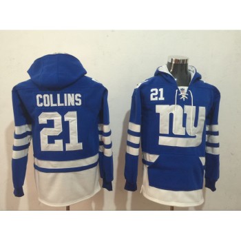 Men's New York Giants #21 Landon Collins Royal Blue All Stitched NFL Hoodie Sweatshirt Men's New York Giants #21 Landon Collins Royal Blue All Stitched NFL Hoodie Sweatshirt