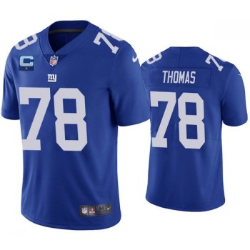 Men's New York Giants #78 Andrew Thomas Blue With C Patch Vapor Untouchable Limited Stitched Jersey