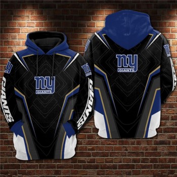 Men's New York Giants Black/Blue 3D All Over Print Pullover Hoodie Men's New York Giants Black/Blue 3D All Over Print Pullover Hoodie