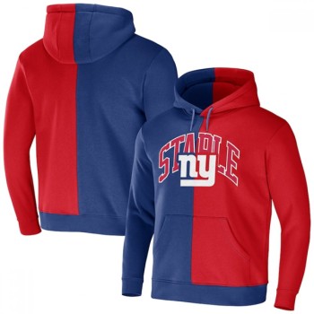 Men's New York Giants Blue/Red Split Logo Pullover Hoodie Men's New York Giants Blue/Red Split Logo Pullover Hoodie