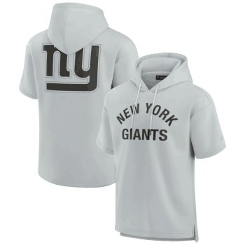 Men's New York Giants Gray Super Soft Fleece Short Sleeve Hoodie Men's New York Giants Gray Super Soft Fleece Short Sleeve Hoodie