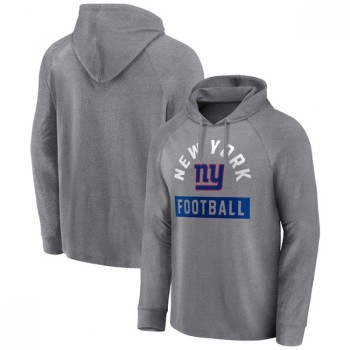 Men's New York Giants Heathered Gray No Time Off Raglan Pullover Hoodie Men's New York Giants Heathered Gray No Time Off Raglan Pullover Hoodie