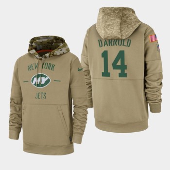 Men's New York Jets #14 Sam Darnold Tan 2019 Salute to Service Sideline Therma Pullover Hoodie Men's New York Jets #14 Sam Darnold Tan 2019 Salute to Service Sideline Therma Pullover Hoodie