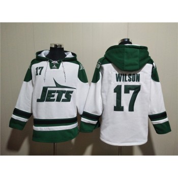 Men's New York Jets #17 Garrett Wilson White Ageless Must-Have Lace-Up Pullover Hoodie Men's New York Jets #17 Garrett Wilson White Ageless Must-Have Lace-Up Pullover Hoodie
