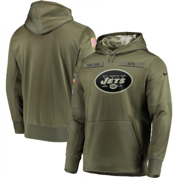 Men's New York Jets 2018 Olive Salute to Service Sideline Therma Performance Pullover Stitched NFL Hoodie Men's New York Jets 2018 Olive Salute to Service Sideline Therma Performance Pullover Stitched NFL Hoodie