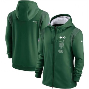 Men's New York Jets 2021 Green Sideline Team Performance Full-Zip Hoodie Men's New York Jets 2021 Green Sideline Team Performance Full-Zip Hoodie