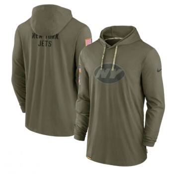 Men's New York Jets 2022 Olive Salute to Service Tonal Pullover Hoodie Men's New York Jets 2022 Olive Salute to Service Tonal Pullover Hoodie