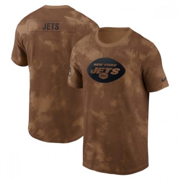 Men's New York Jets 2023 Brown Salute To Service Sideline T-Shirt Men's New York Jets 2023 Brown Salute To Service Sideline T-Shirt