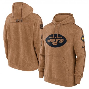 Men's New York Jets 2023 Brown Salute to Service Pullover Hoodie Men's New York Jets 2023 Brown Salute to Service Pullover Hoodie