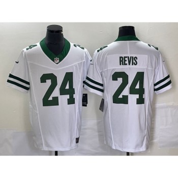Men's New York Jets #24 Darrelle Revis White 2023 F.U.S.E. Vapor Limited Throwback Stitched Football Jersey Men's New York Jets #24 Darrelle Revis White 2023 F.U.S.E. Vapor Limited Throwback Stitched Football Jersey