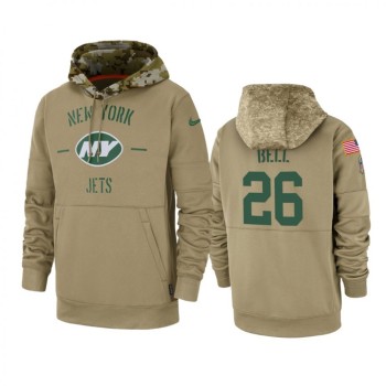 Men's New York Jets #26 Le'Veon Bell Tan 2019 Salute to Service Sideline Therma Pullover Hoodie Men's New York Jets #26 Le'Veon Bell Tan 2019 Salute to Service Sideline Therma Pullover Hoodie